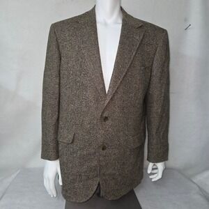 Vintage Corbin Ltd Mens Tweed Blazer Jacket Sport Coat Wool Blend Brown Tan 48R